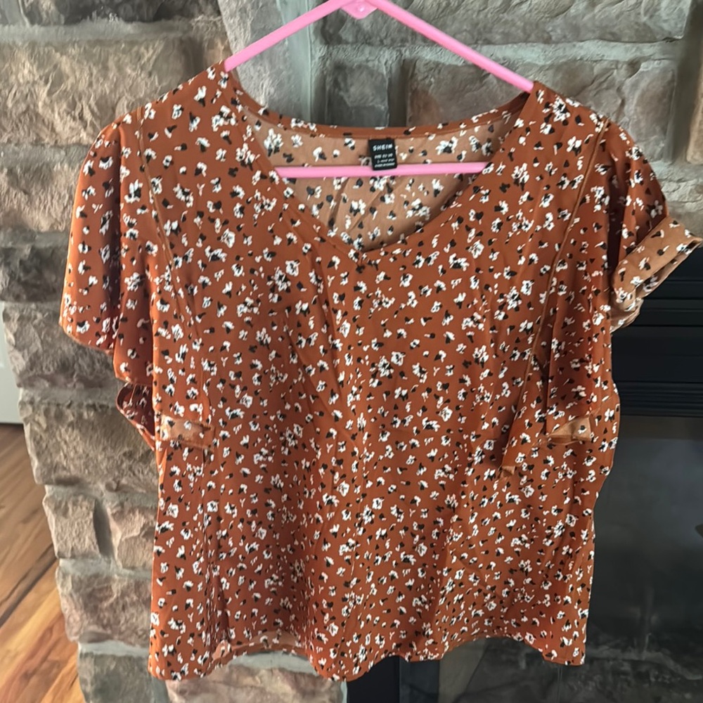 Knox Rose Rust Floral Blouse